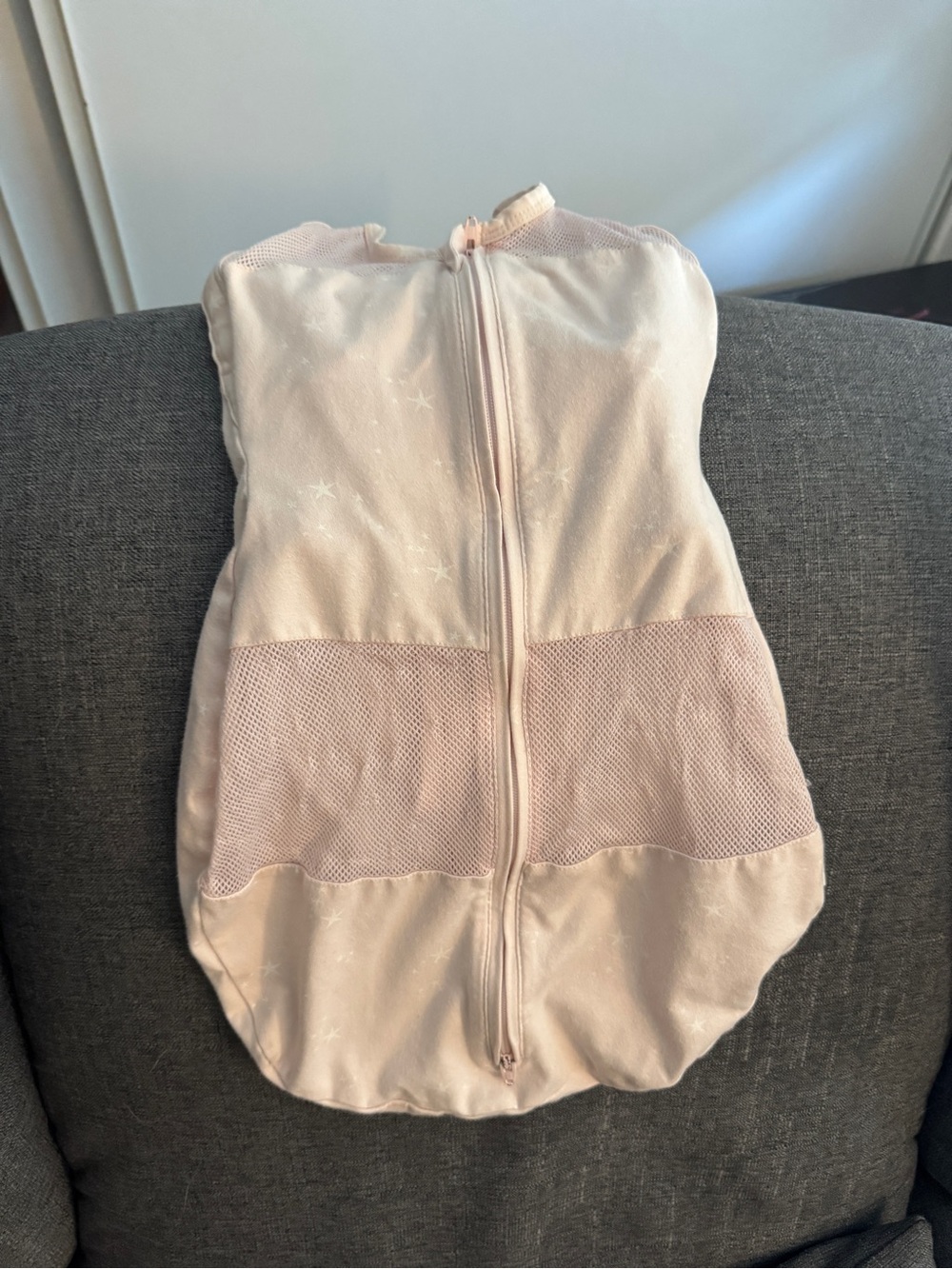 Light Pink Mesh Panel Baby Sleep Sack with Front Zip